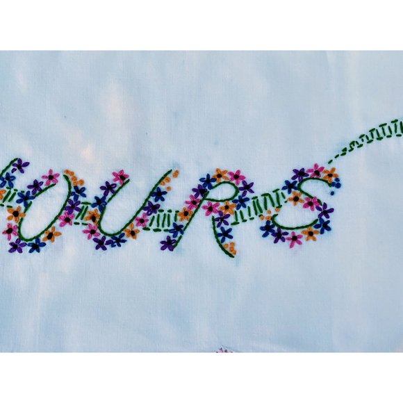 Vintage Pillow cases Embroidered "Mine" "Yours" - Picture 5 of 8